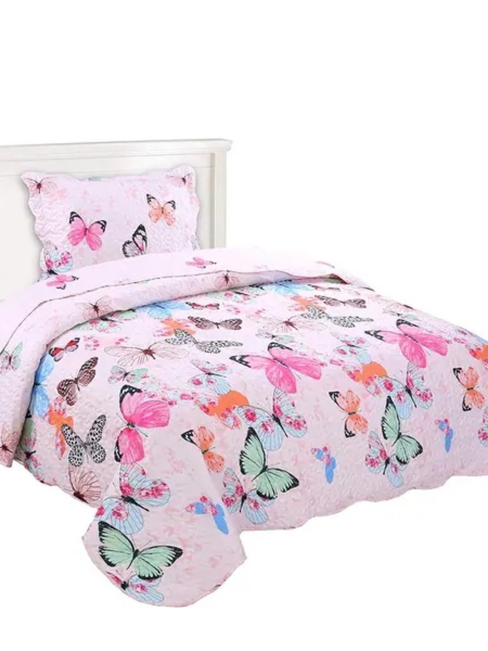 Pink Butterfly Full/Queen Quilt Set